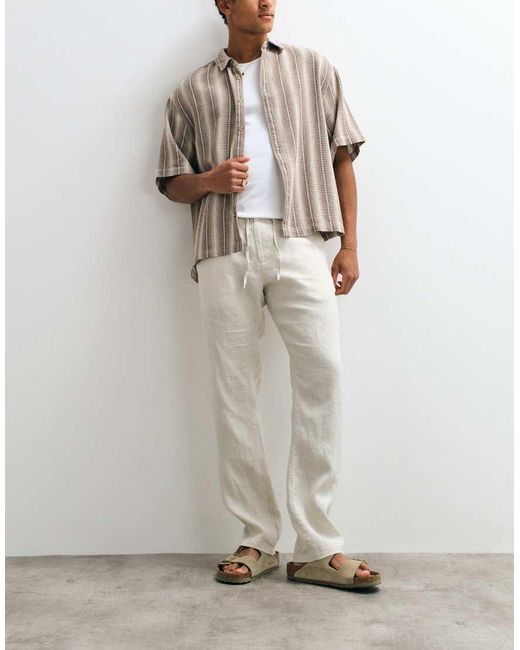 Gant White Regular Fit Linen Trousers for men