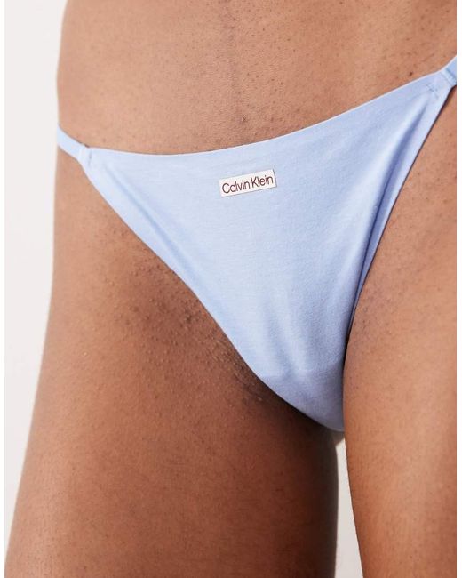 Calvin Klein Blue Cotton Modal Signature Seamless String Bikini Brief