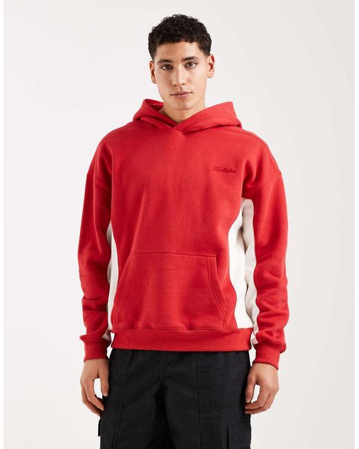 Hollister Red Front Pocket Chest Logo Hoodie for men
