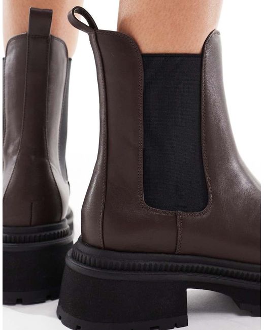 London Rebel Black Emma Chunky Chelsea Boots