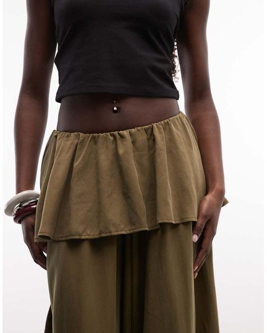 ASOS Green Balloon Pants With Skirt Overlay Detail