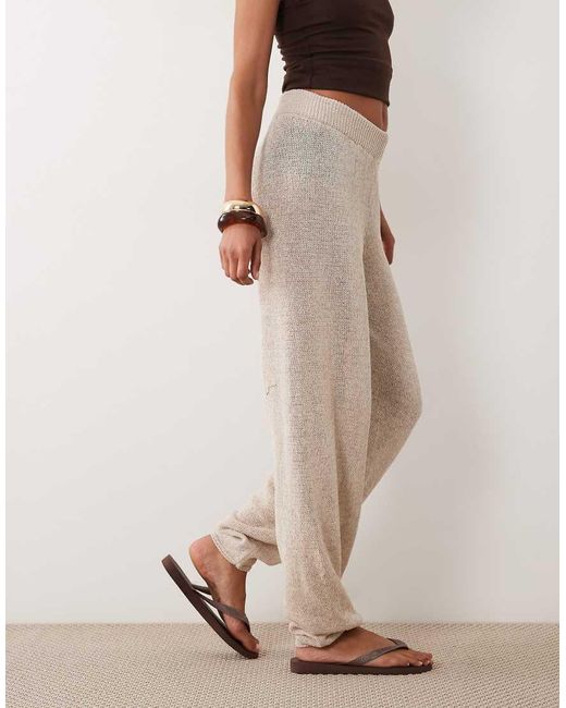 ASOS Natural Open Stitch Knitted Balloon Trouser Co-ord
