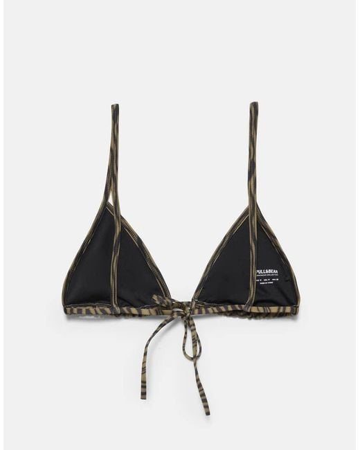 Pull&Bear Brown Zebra Print Bikini Top