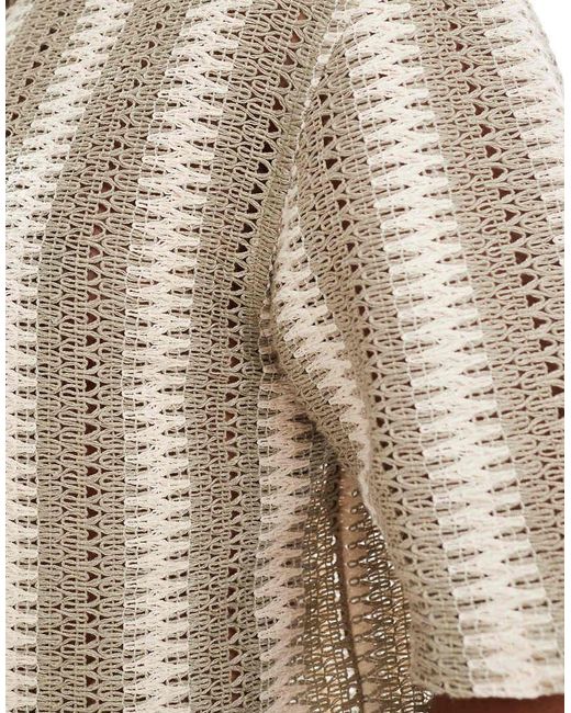 Camisa Texturizada De Manga Corta A Rayas Y Crudo De -Neutro Threadbare de hombre de color White