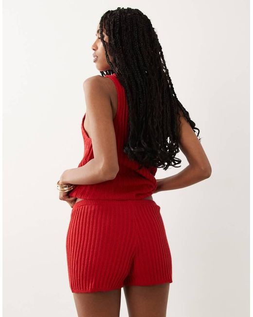 ASOS Red Knit Pleated Shorts