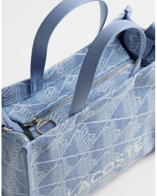 Lacoste Blue Monogram Denim Shopper Bag
