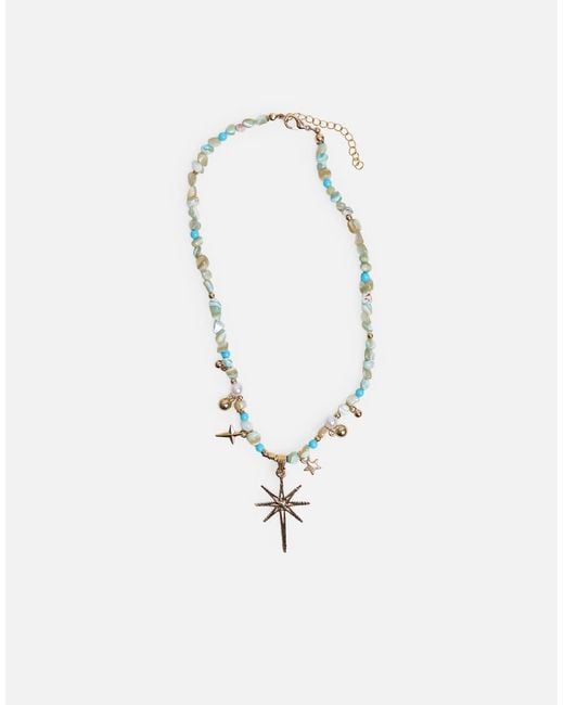 Public Desire White Beaded Star Embellished Necklace