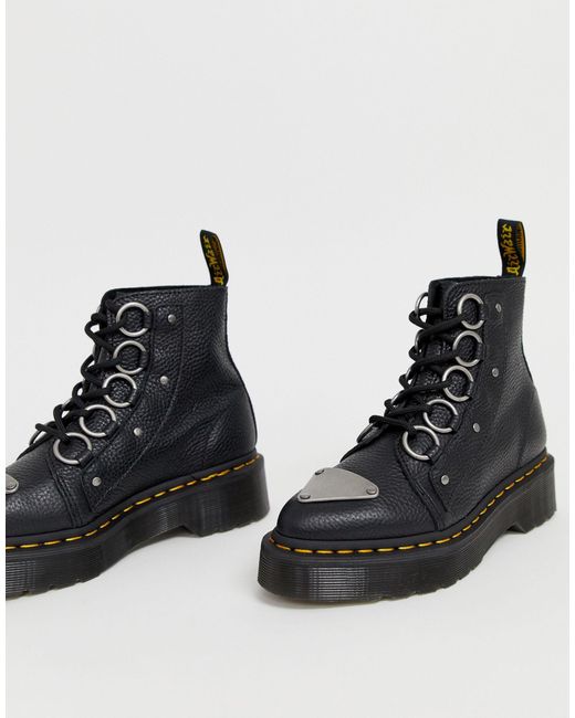 Dr. Martens Black Farylle Ribbon Lace Chunky Leather Boots