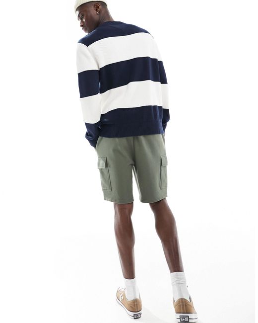 Tommy Hilfiger – regular fit pullover mit zweifarbigen streifen und linearem logo in Blue für Herren