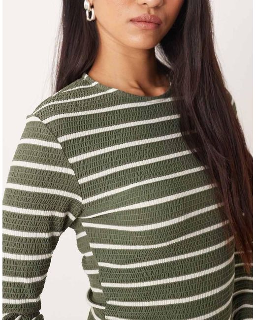 ASOS Green Rib Long Sleeve Shrunken Tee Co-ord
