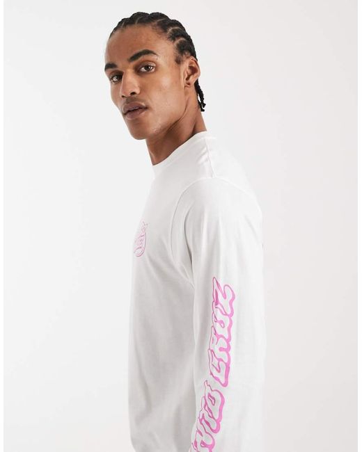 Santa Cruz White Mono Graphic Long Sleeve T-shirt for men