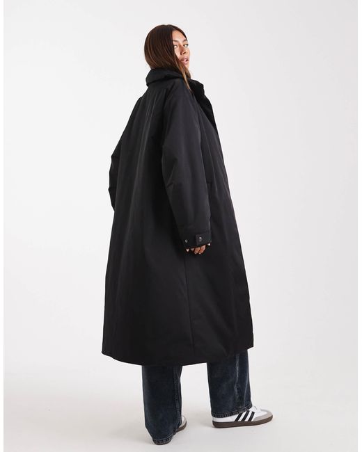 ASOS Black – cleane, wattierte longline-jacke
