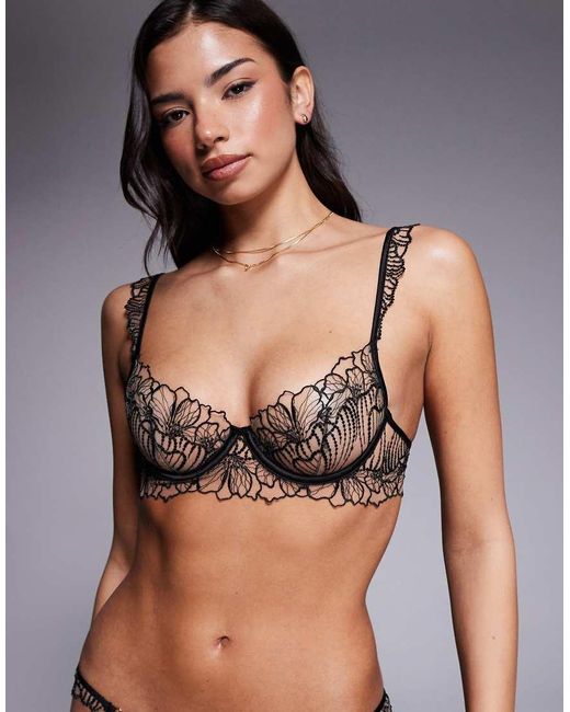 Bluebella Black Amarosa Floral Embroidered Wired Bra