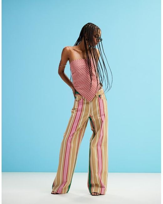 laagam Blue Leroy Brown Striped Twill Pants