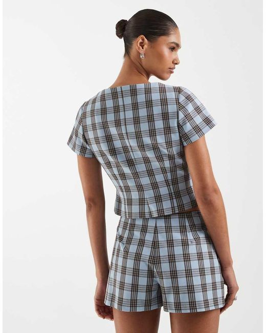 ASOS Blue Wrap Front Tailored Top