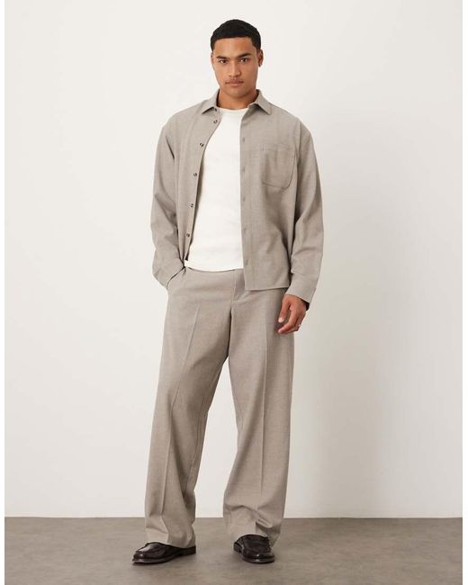ASOS Natural Barrel Leg Suit Trousers for men