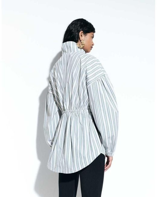 adidas Originals x ASOS Blue Funnel Neck Shirt With Volume Sleeves