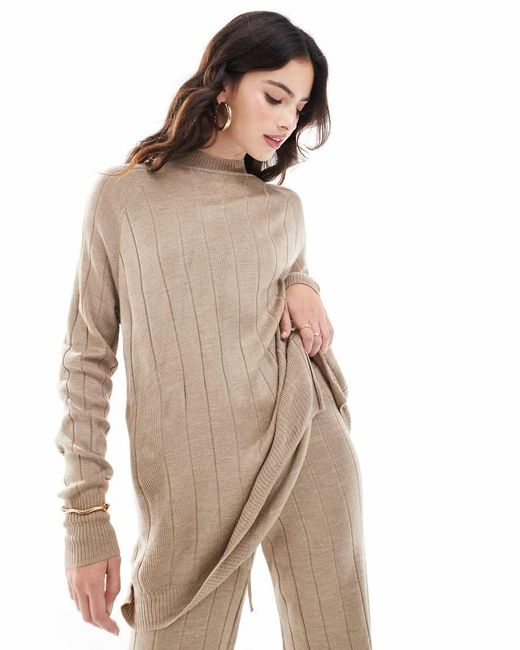 ONLY Natural High Neck Knitted Lightweight Knitted Jumper Co-ord