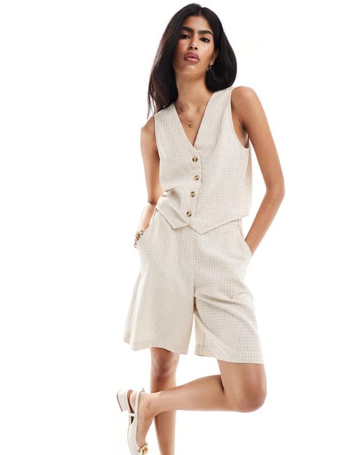 ASOS White Longline Short With Linen