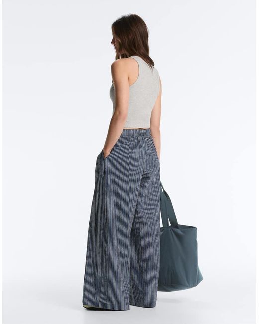 Oysho Blue Rib Modal Blend Long Tank Top