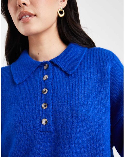 ASOS Blue Knitted Compact Rugby Shirt