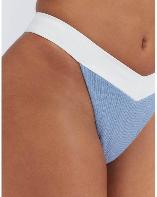 Boux Avenue Blue Rivoli Tanga Brazilian Bikini Bottoms Summer Chic Swimwear