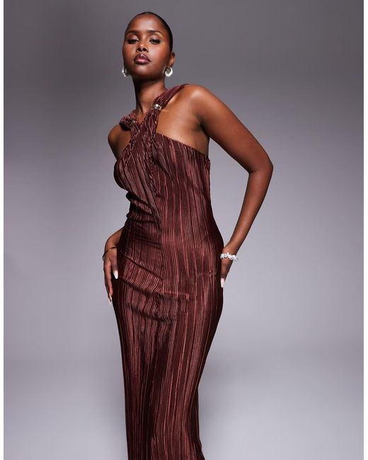 ASOS Purple Plisse Cross Front Maxi Dress With Draped Back