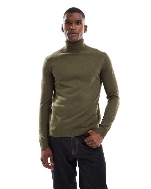 New Look Green Roll Neck Jumper for men