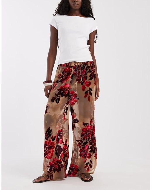 Free People Red Speak Now Lounge Pant