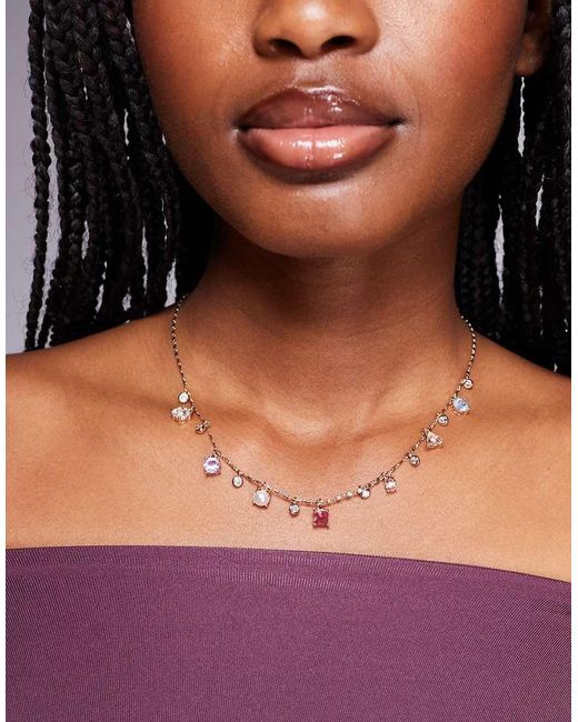 ALDO Purple Gavabriria Pastel Gem Charm Necklace