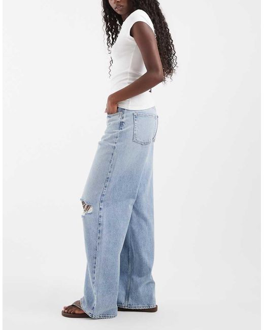 JJXX Blue Oslo Wide Leg Distressed Jeans