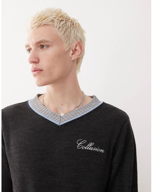Collusion – kastig geschnittener strickpullover in Black für Herren
