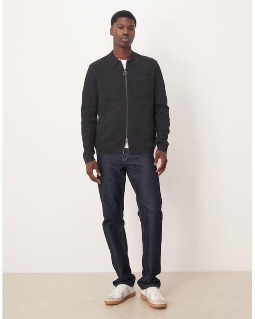 Barbour Blue Oversized Knitted Zip Through for men