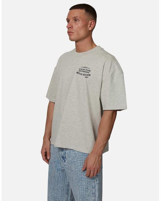 Good For Nothing Gray Boxy Fit Graphic Tee for men