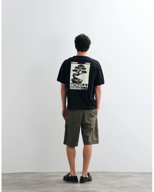 Jack & Jones Black Bonsai Backprint T-shirt for men