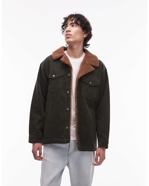 Wrangler Black Cord Sherpa Jacket for men