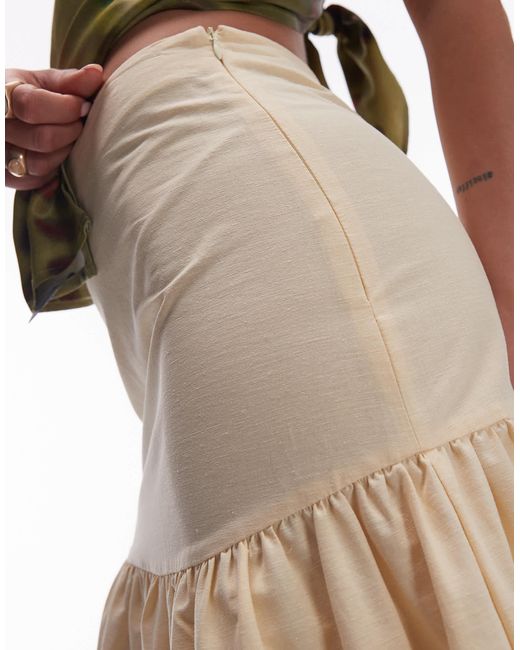 ASOS Natural Linen Blend Drop Waist Maxi Skirt