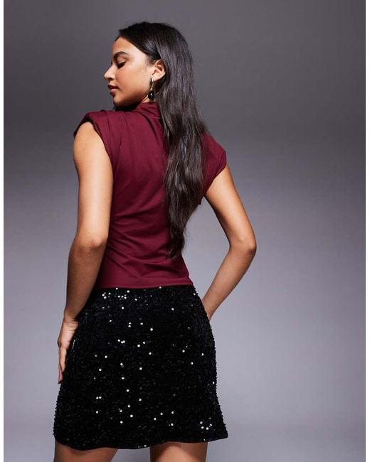 New Look Purple Velvet Sequin Mini Skirt