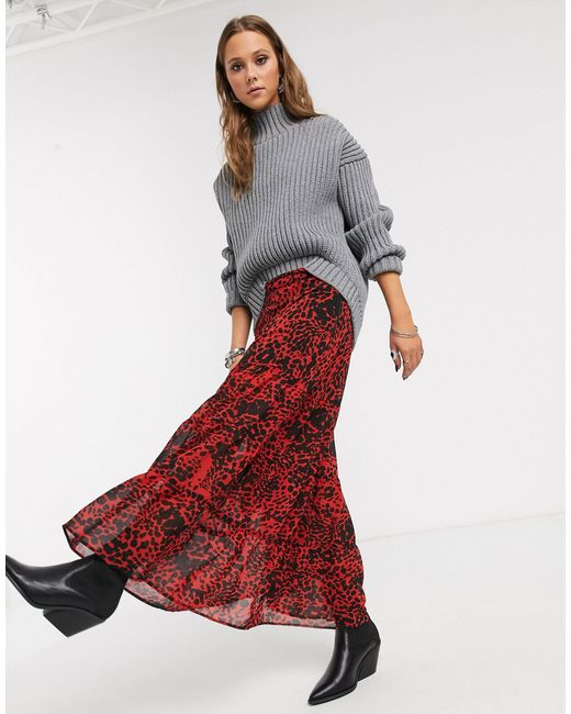 ruffle hem maxi skirt