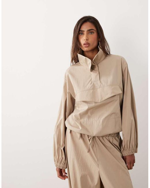 ASOS Natural Techy Funnel Neck Balloon Jacket Co Ord