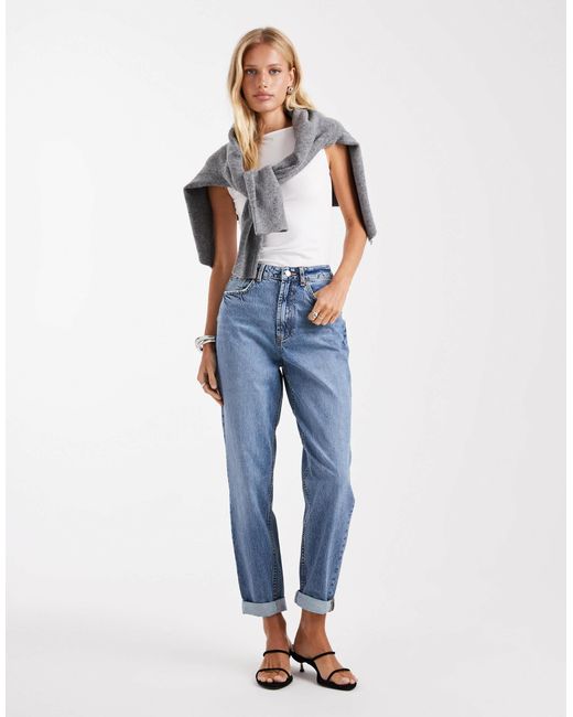 ASOS Blue High Rise Relaxed Mom Jeans