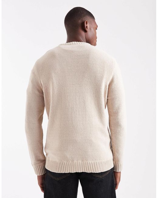 Pull en maille chenille ras Only & Sons pour homme en coloris Natural