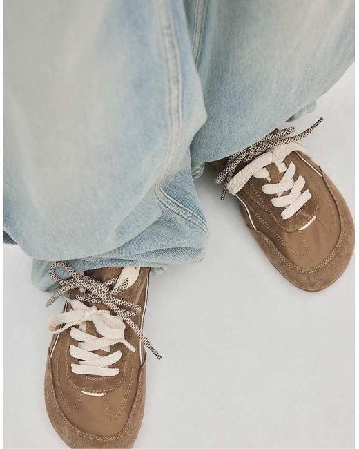 Stradivarius Brown S009 Leather Detail Barefoot Trainers