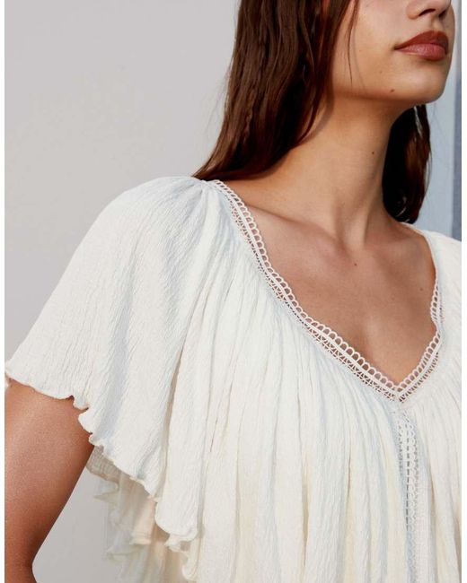 ASOS Blue Crinkle Tie Back Cape Top
