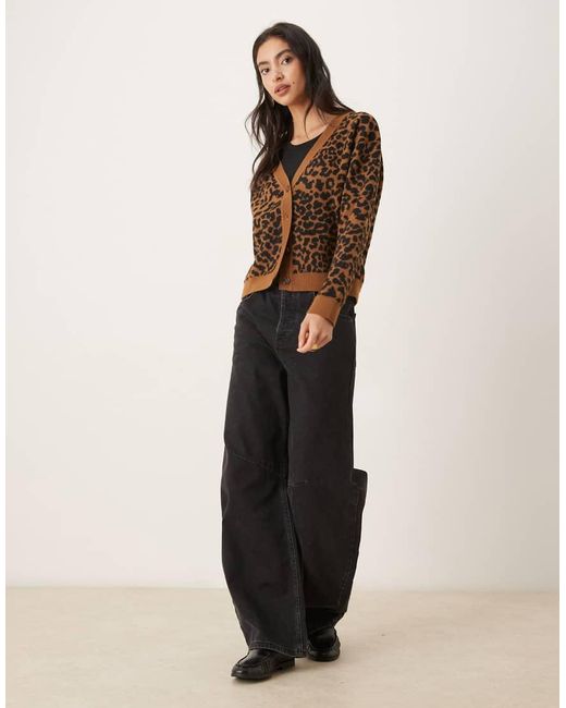 Mango Brown V Neck Cardigan