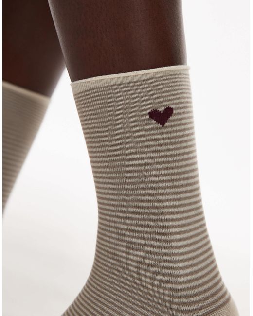 & Other Stories Black Stripe Socks With Heart Motif