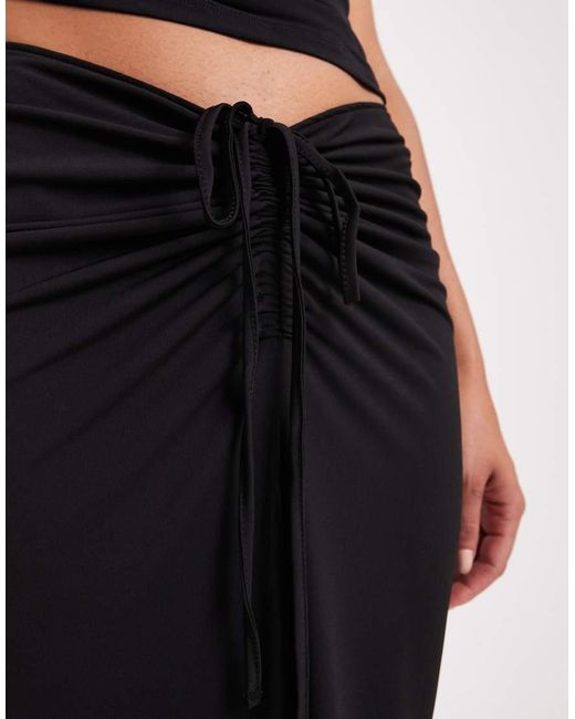 Vero Moda Black Slinky Ruched Front Maxi Skirt Co-ord