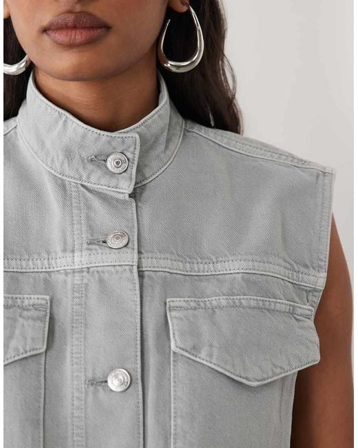 Calvin Klein White Denim Utility Vest