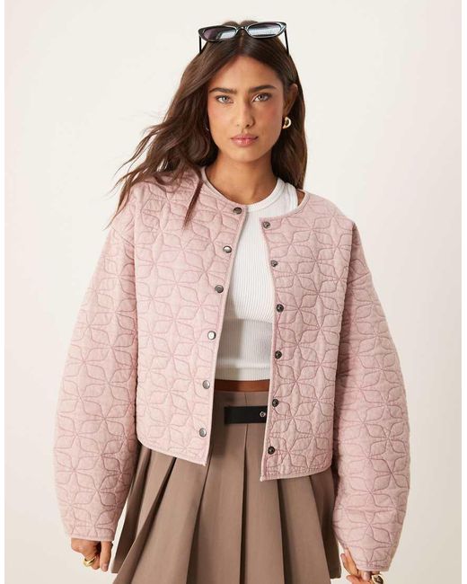 ASOS Pink Oversized Quilted Jacket With Cocoon Sleeve