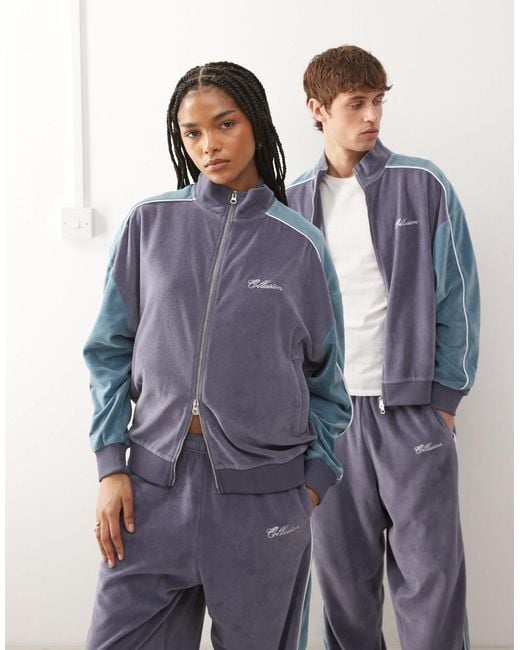 Collusion Blue Velour Track Jacket